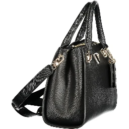 Black Polyurethane Women Handbag