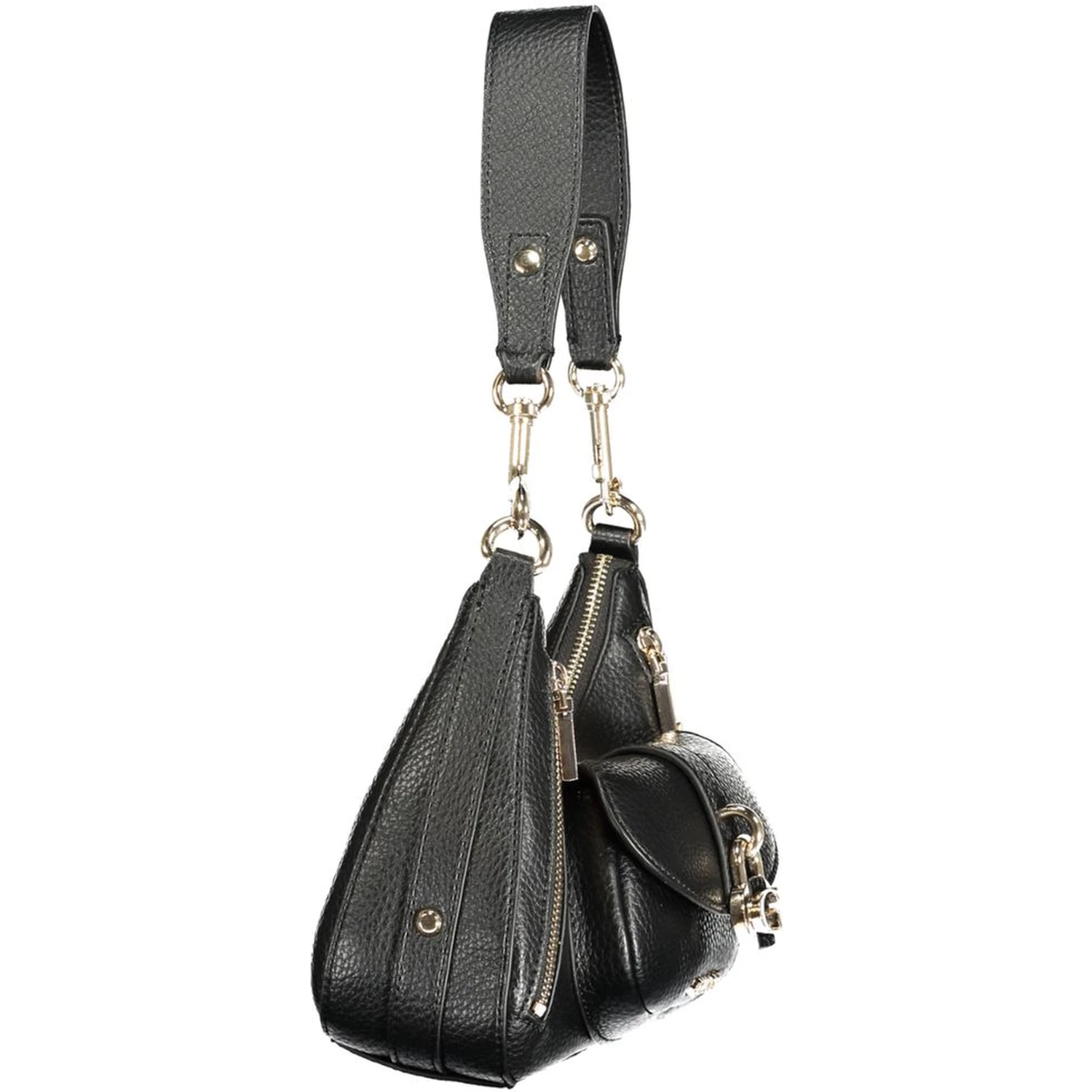 Black Polyurethane Women Handbag