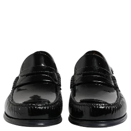 Black Leather Slip On Loafers Dress Shoes