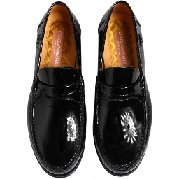 Black Leather Slip On Loafers Dress Shoes