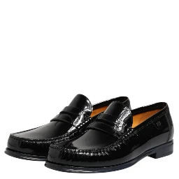 Black Leather Slip On Loafers Dress Shoes