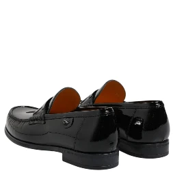 Black Leather Slip On Loafers Dress Shoes