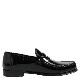 Black Leather Slip On Loafers Dress Shoes