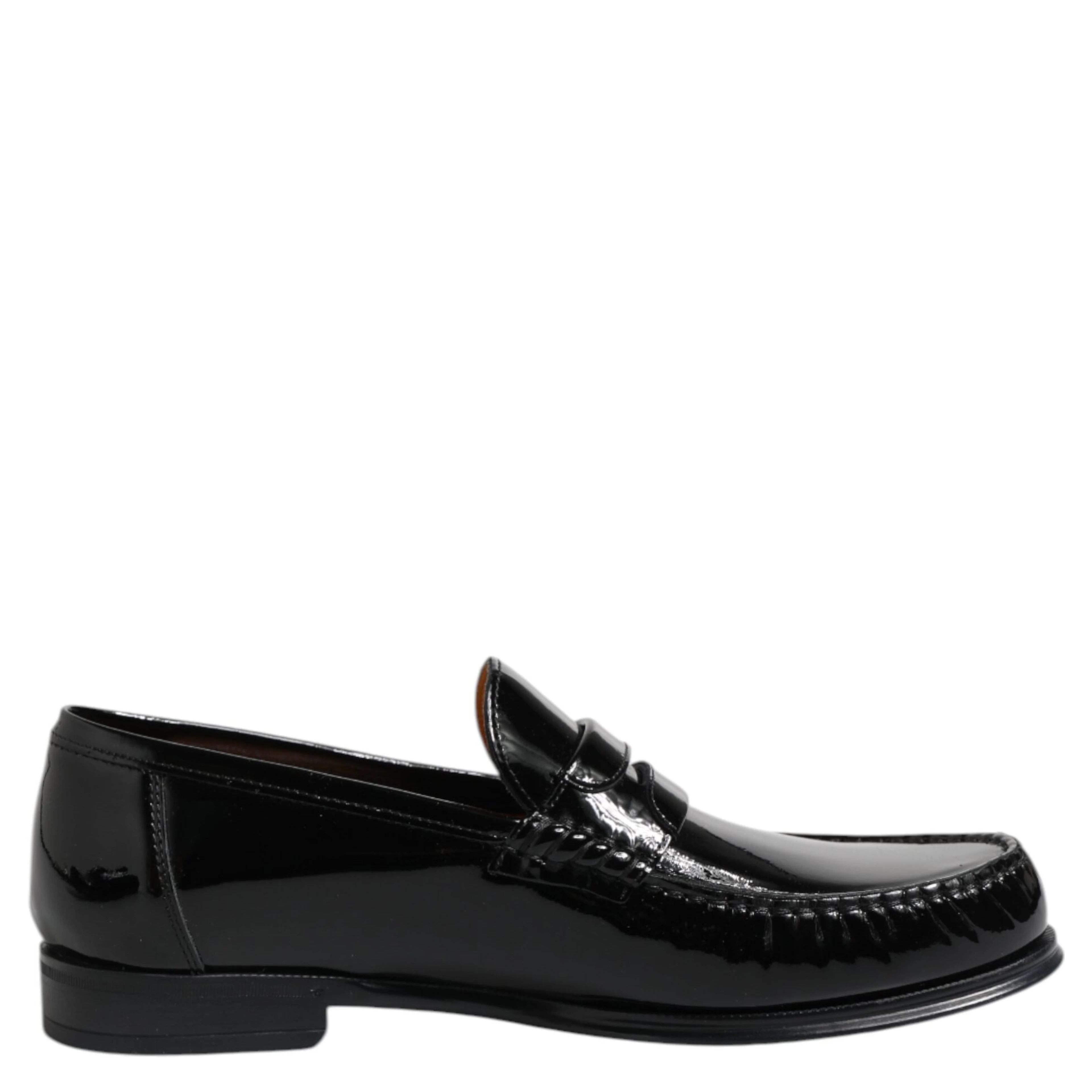 Black Leather Slip On Loafers Dress Shoes