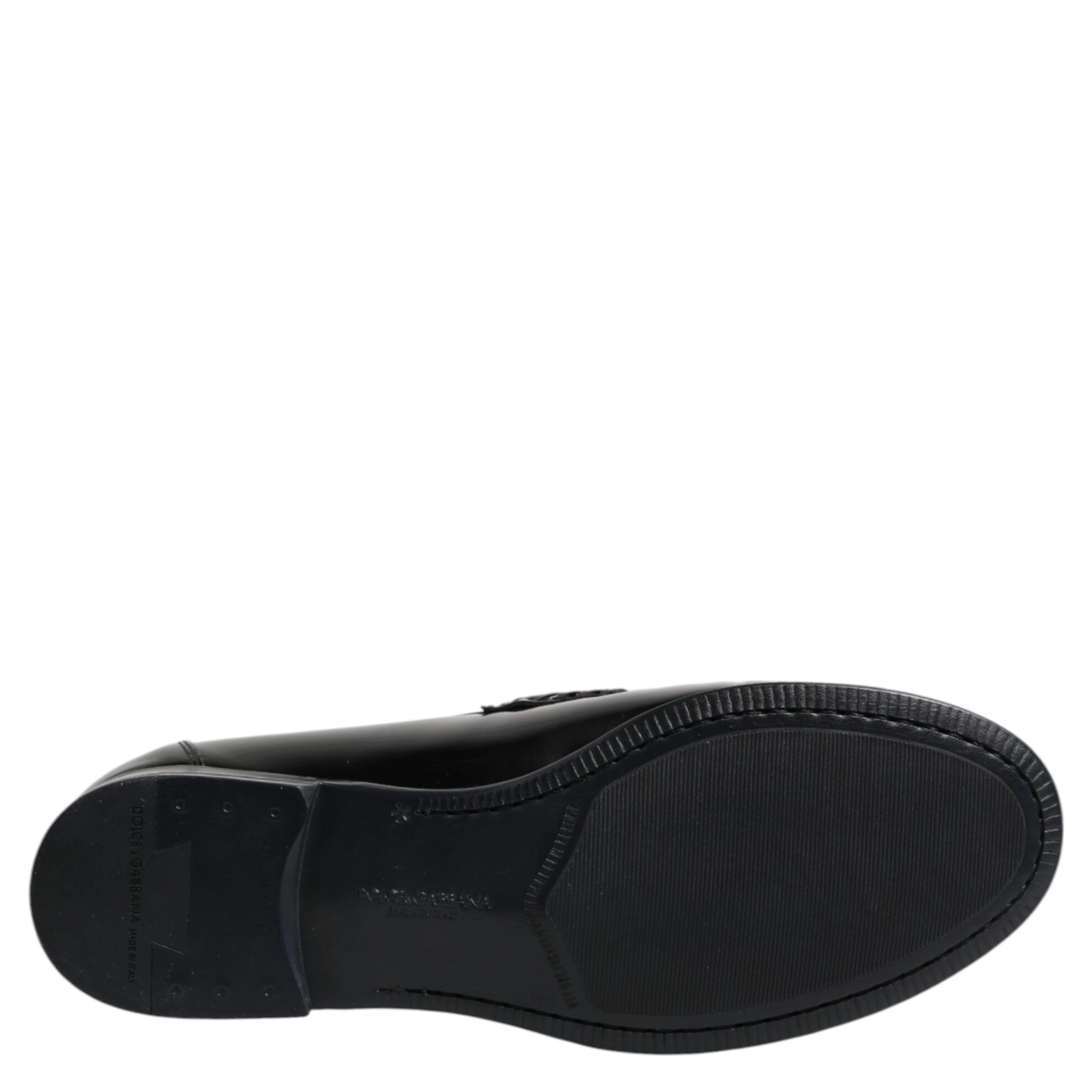 Black Leather Slip On Loafers Dress Shoes