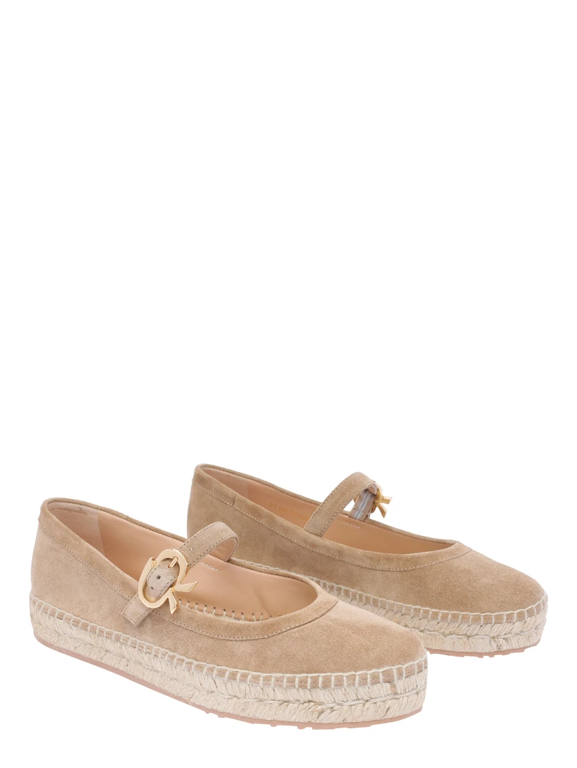 جيانفيتو روسي حذاء مسطح باللون البيج