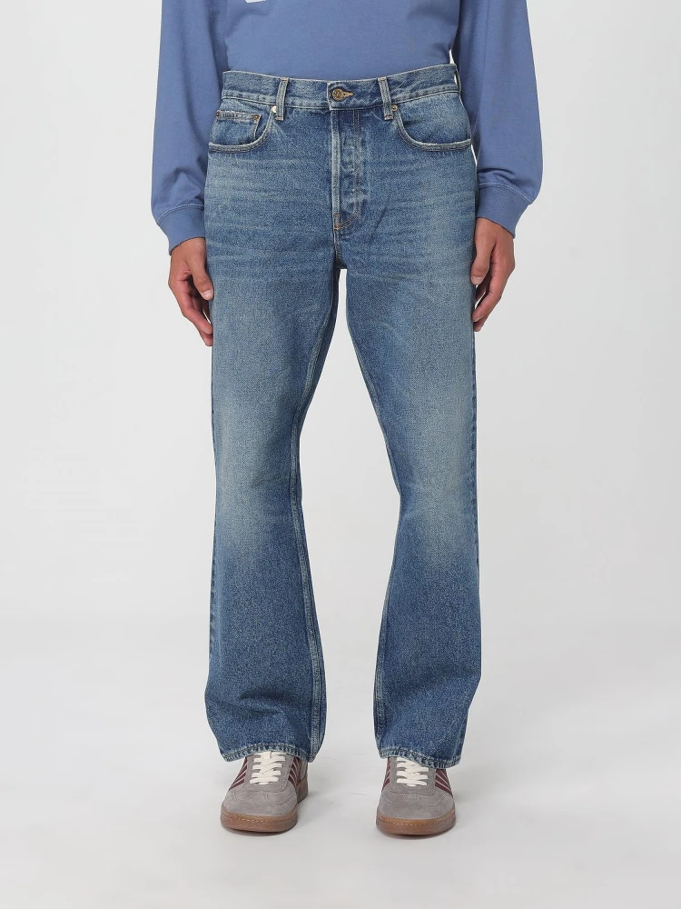 Blue Cotton Flared Jeans