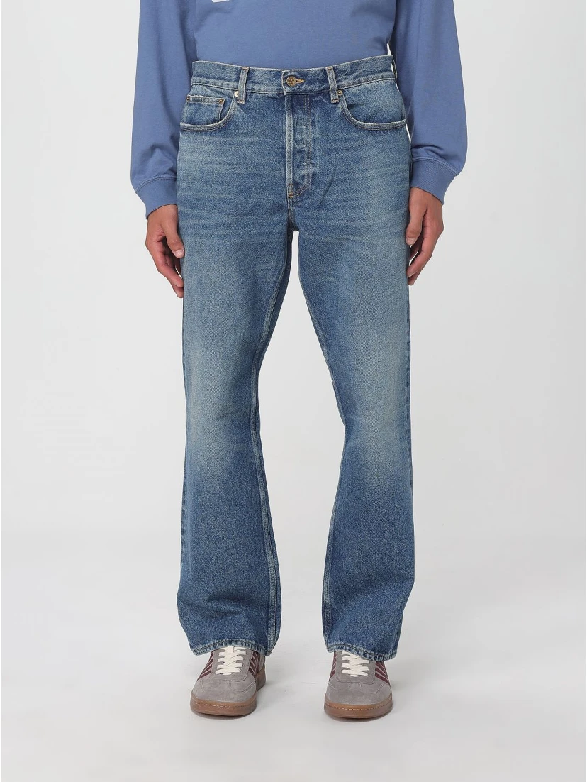 Blue Cotton Flared Jeans