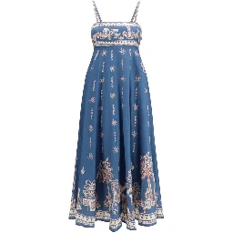 Blue Linen Casual Dress