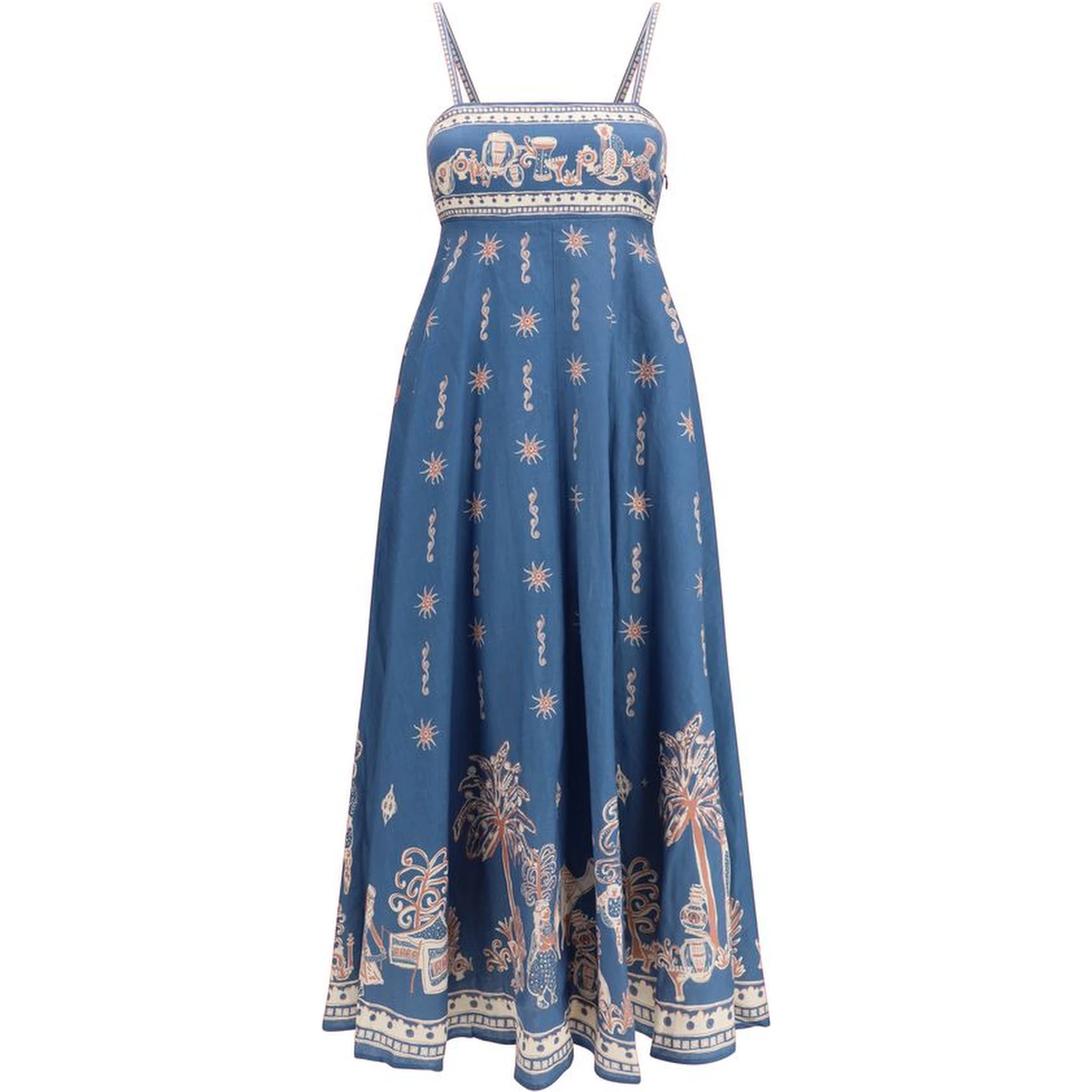Blue Linen Casual Dress