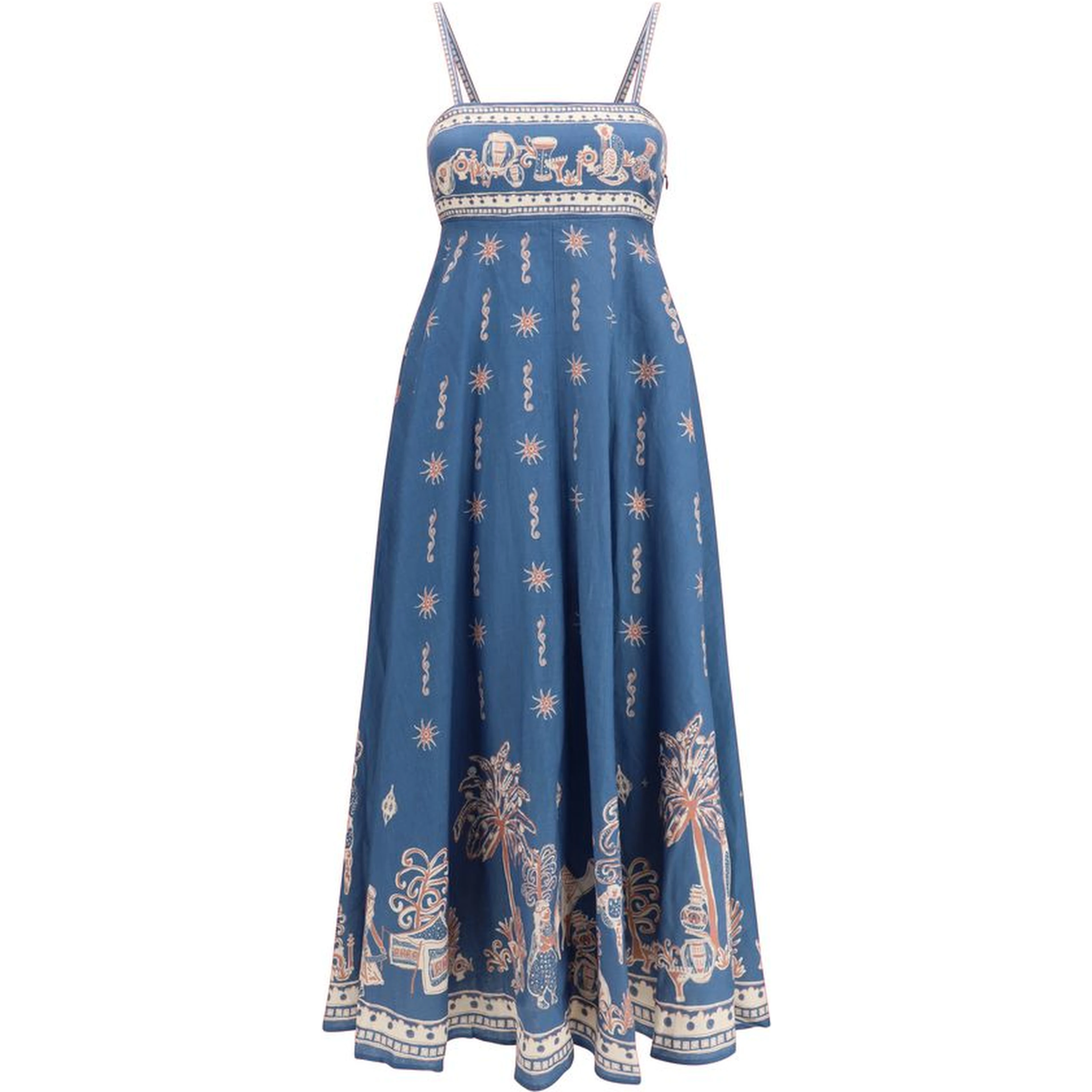 Blue Linen Casual Dress