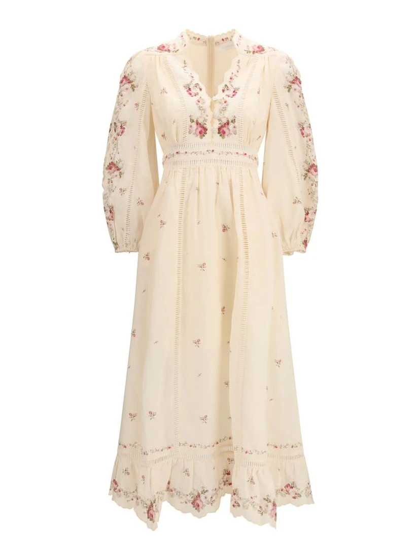 Beige Linen Casual Dress