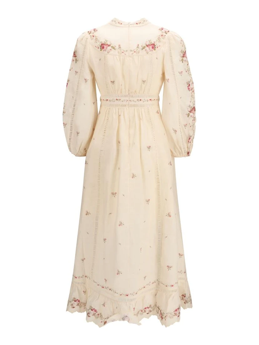 Beige Linen Casual Dress
