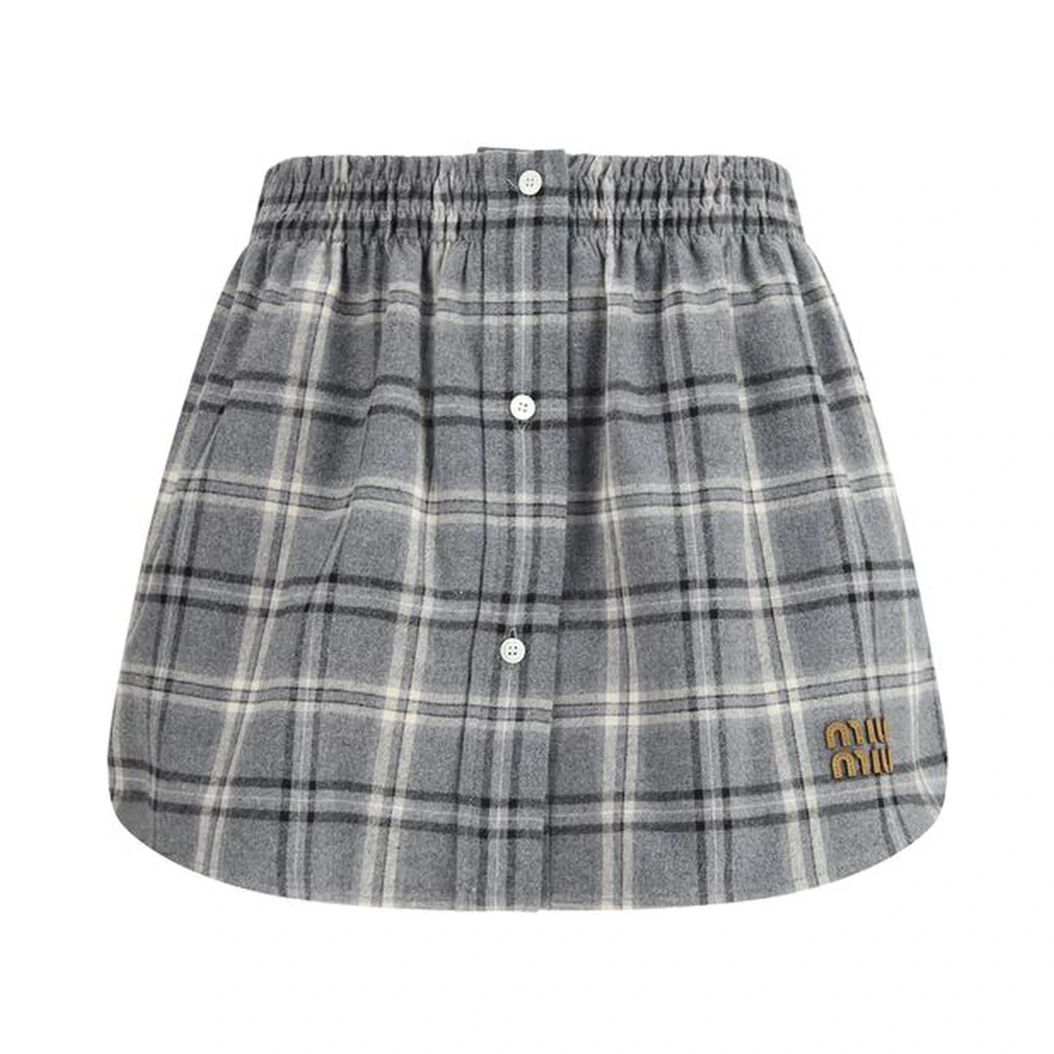 Gray Cotton Mini Skirt