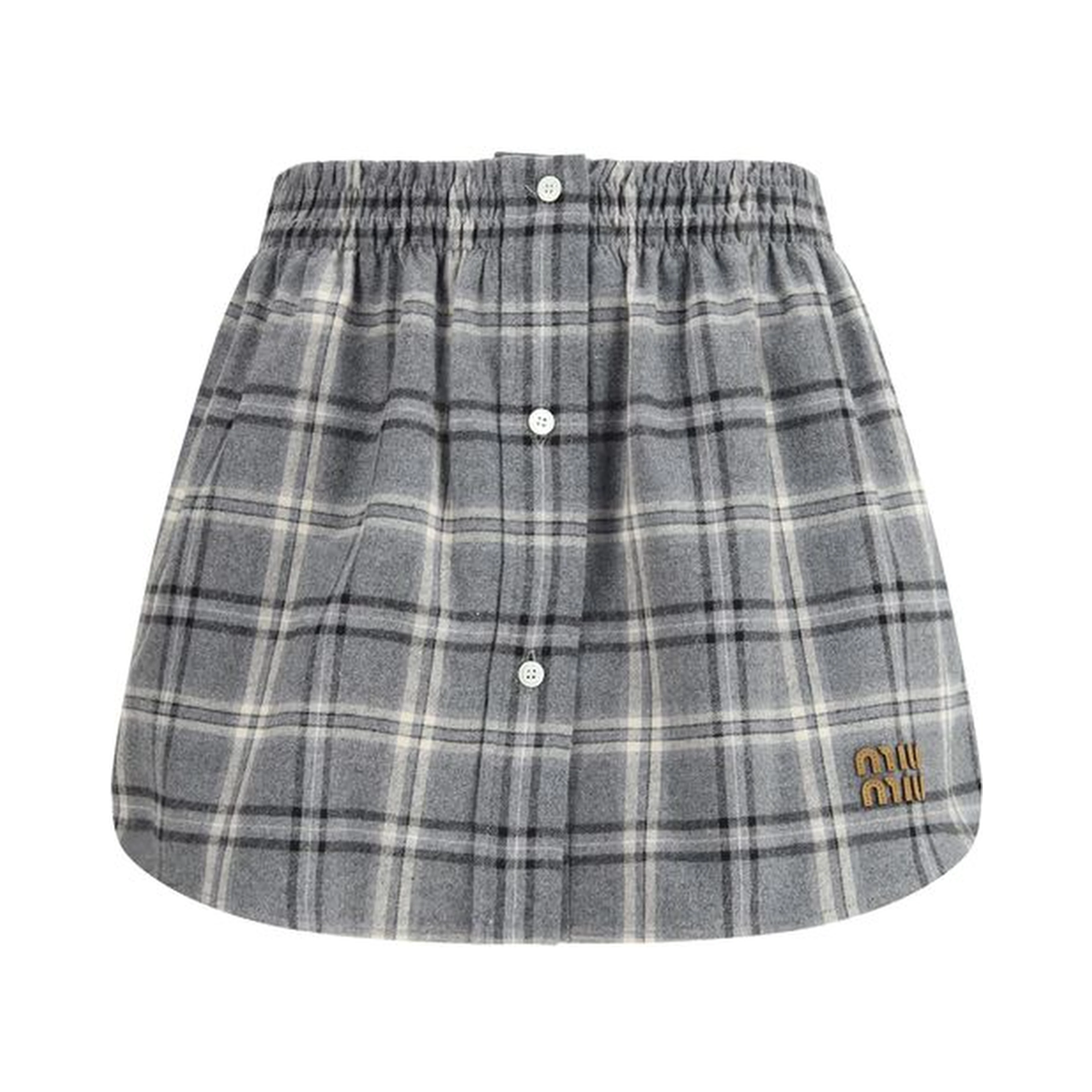Gray Cotton Mini Skirt