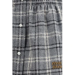 Gray Cotton Mini Skirt