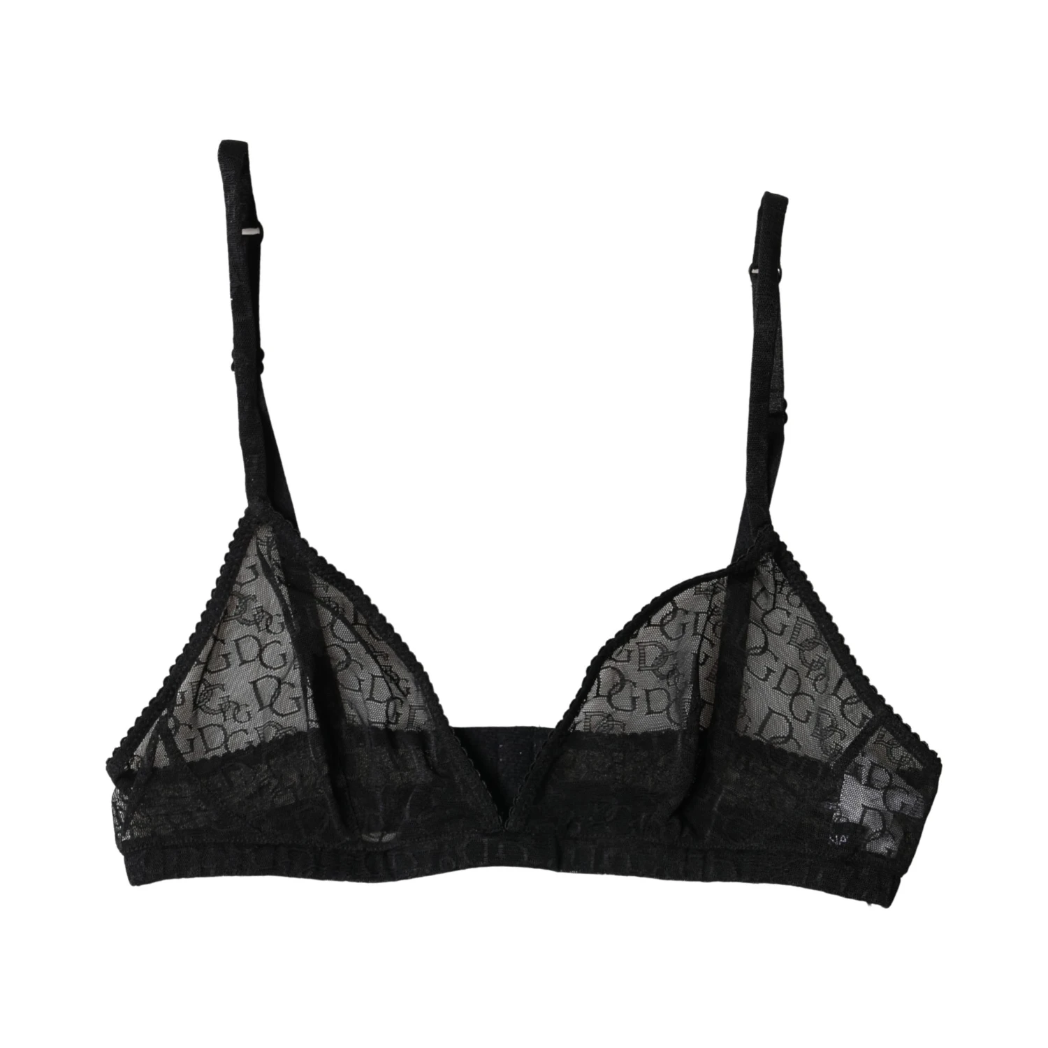 Black Logo Mania Sheer Soft Cup Bra Underwear