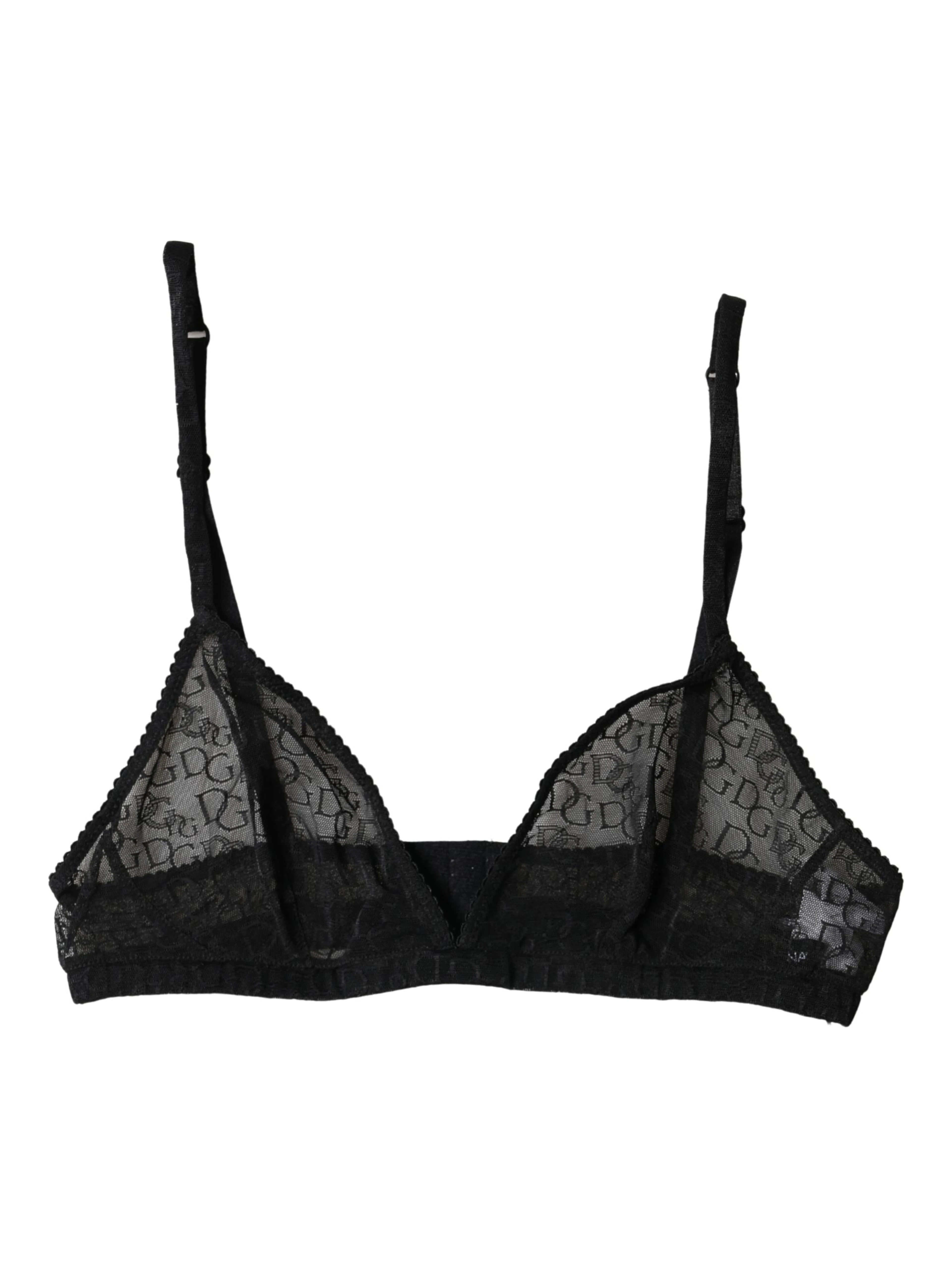 Black Logo Mania Sheer Soft Cup Bra Underwear