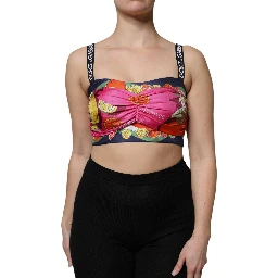 Multicolor Silk Cropped Bustier Corset Top