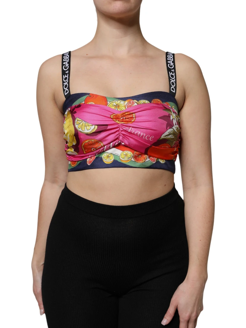 Multicolor Silk Cropped Bustier Corset Top