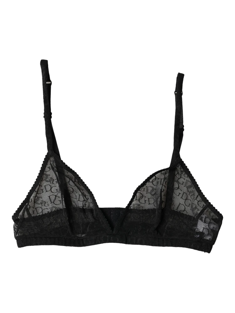 Black Logo Mania Sheer Soft Cup Bra Underwear alternative