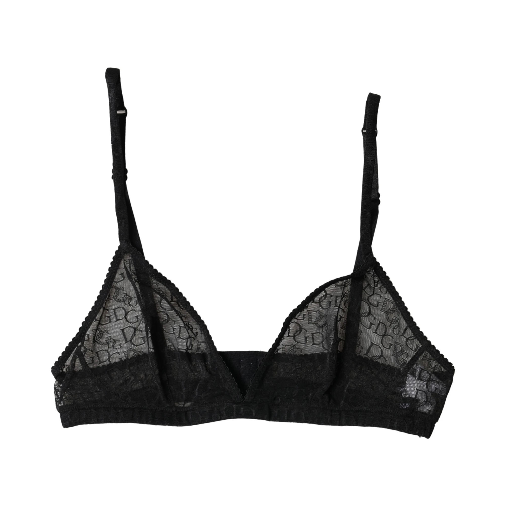 Black Logo Mania Sheer Soft Cup Bra Underwear