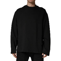 Black Cotton Crew Neck Sweatshirt  Sweater
