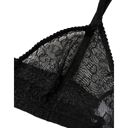 Black Logo Mania Sheer Soft Cup Bra Underwear