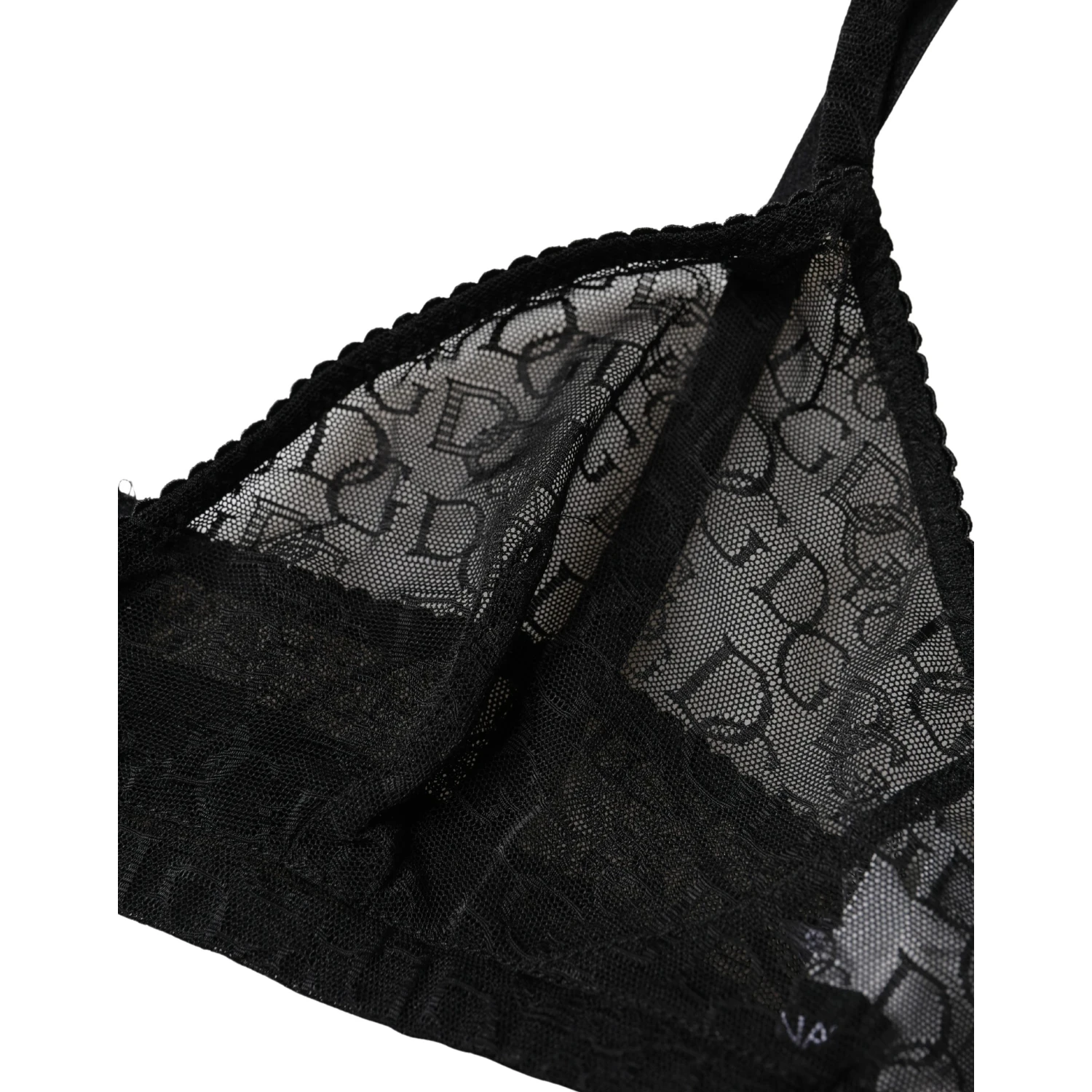 Black Logo Mania Sheer Soft Cup Bra Underwear