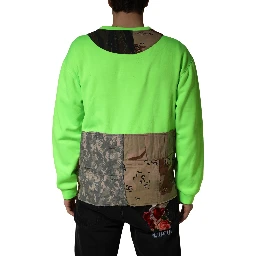 Green Patchwork Heart Men Sweatshirt Sweater
