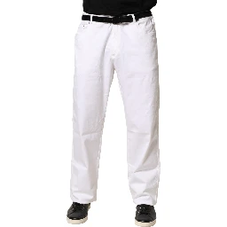 White Straight Mid Waist Denim Trouser Jeans