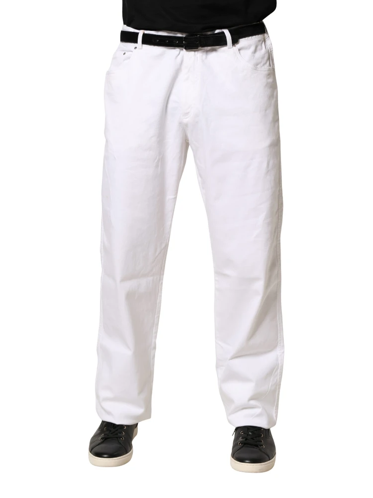 White Straight Mid Waist Denim Trouser Jeans