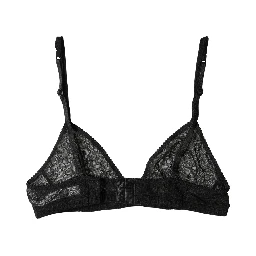 Black Logo Mania Sheer Soft Cup Bra Underwear