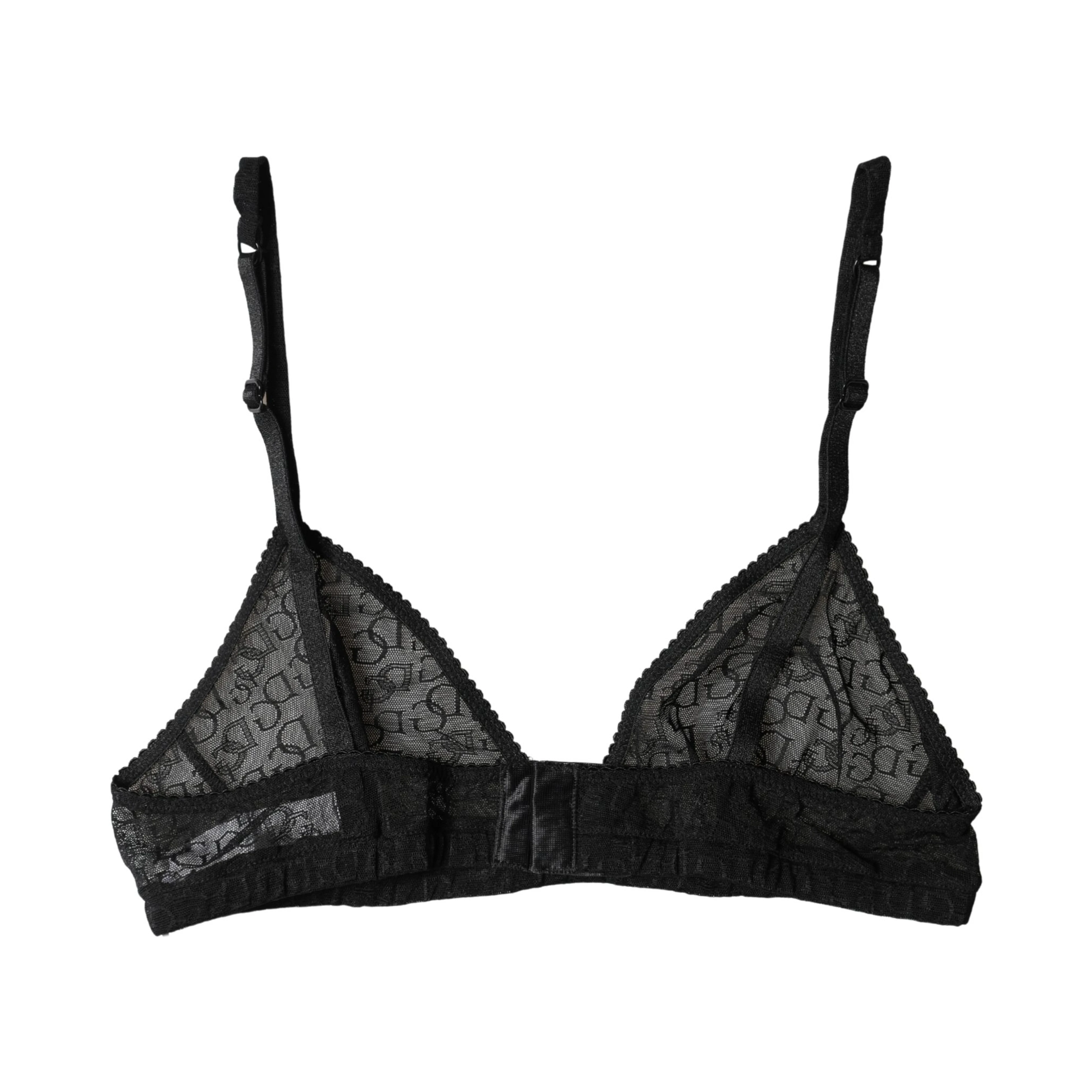 Black Logo Mania Sheer Soft Cup Bra Underwear