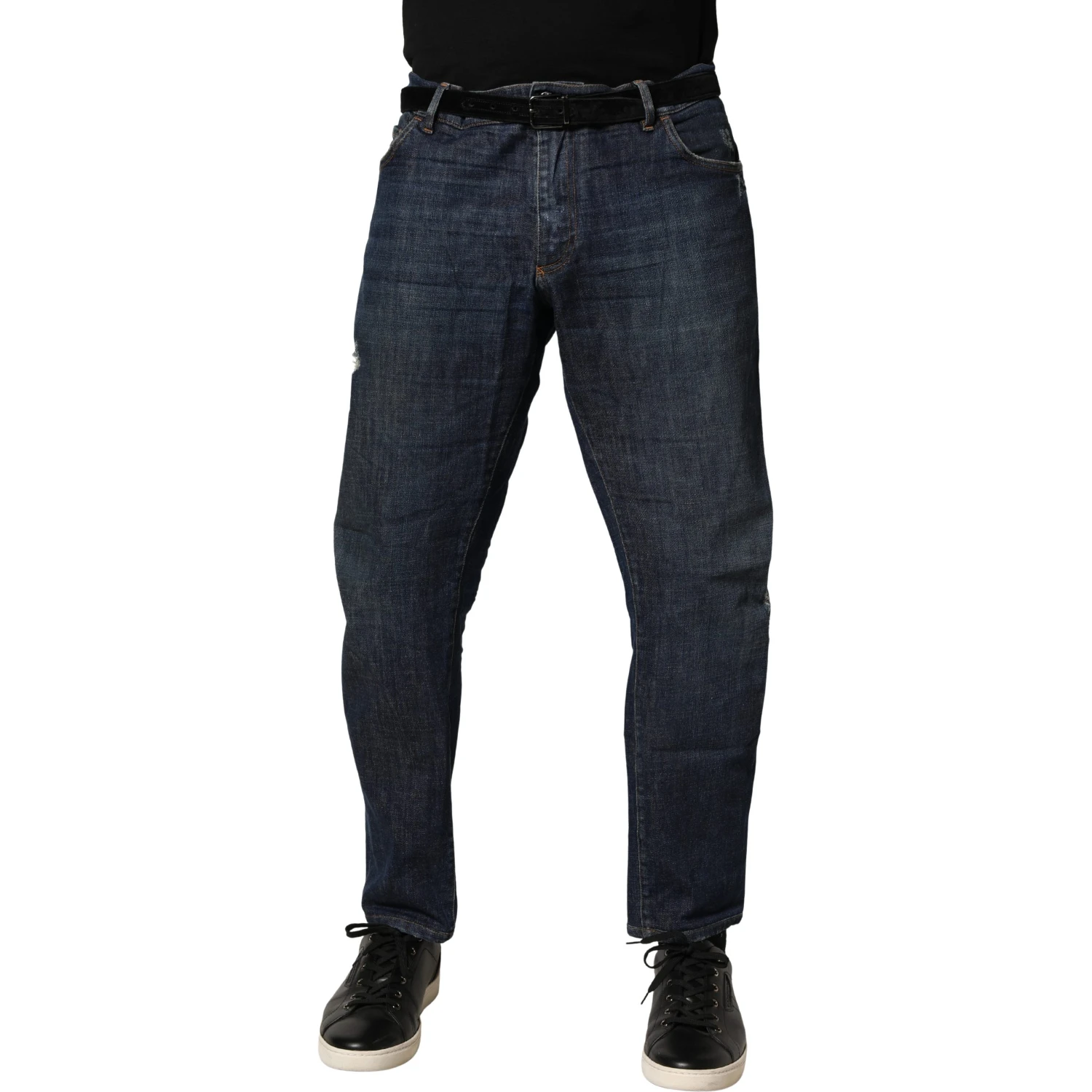 Dark Blue Washed Skinny Cotton Denim  Jeans
