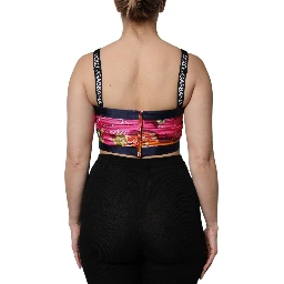 Multicolor Silk Cropped Bustier Corset Top
