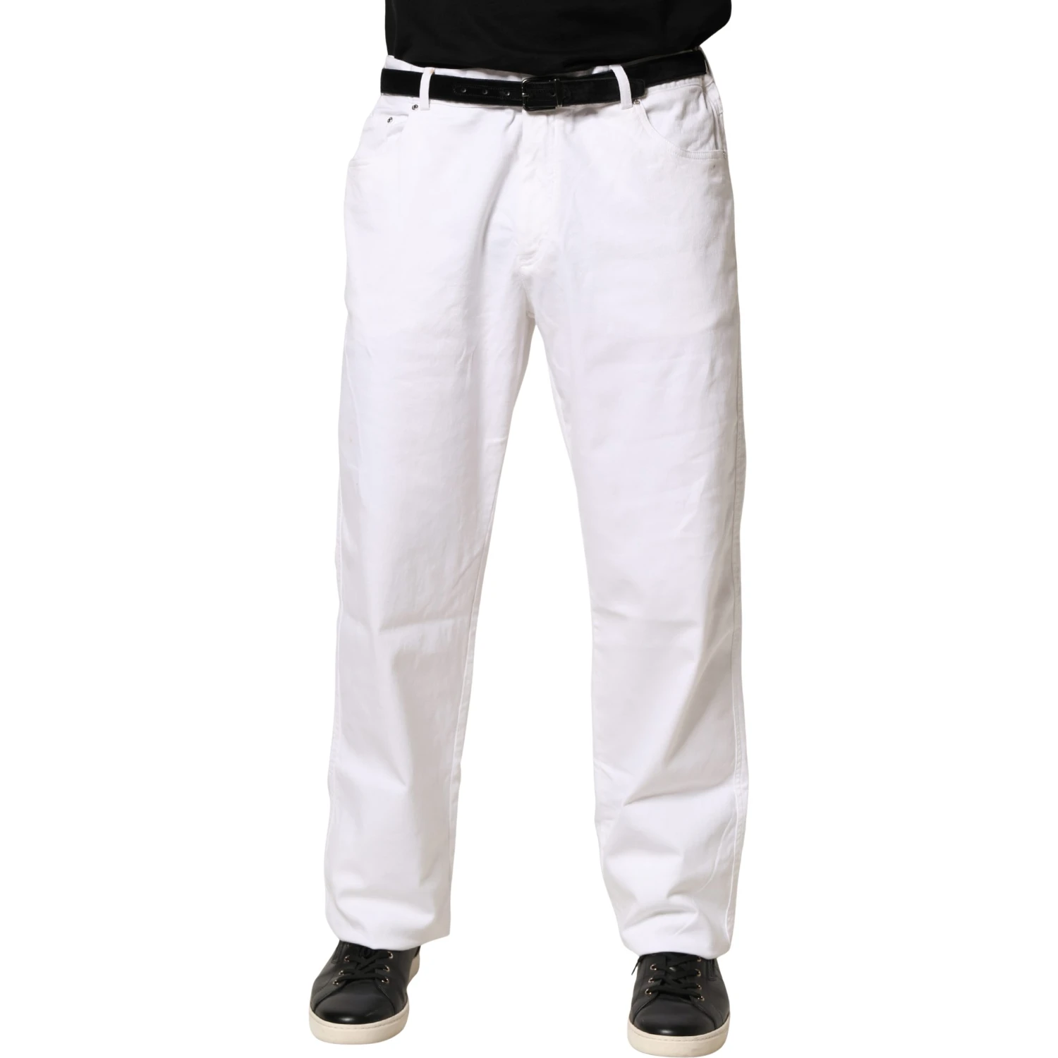 White Straight Mid Waist Denim Trouser Jeans