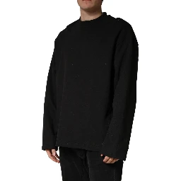 Black Cotton Crew Neck Sweatshirt  Sweater