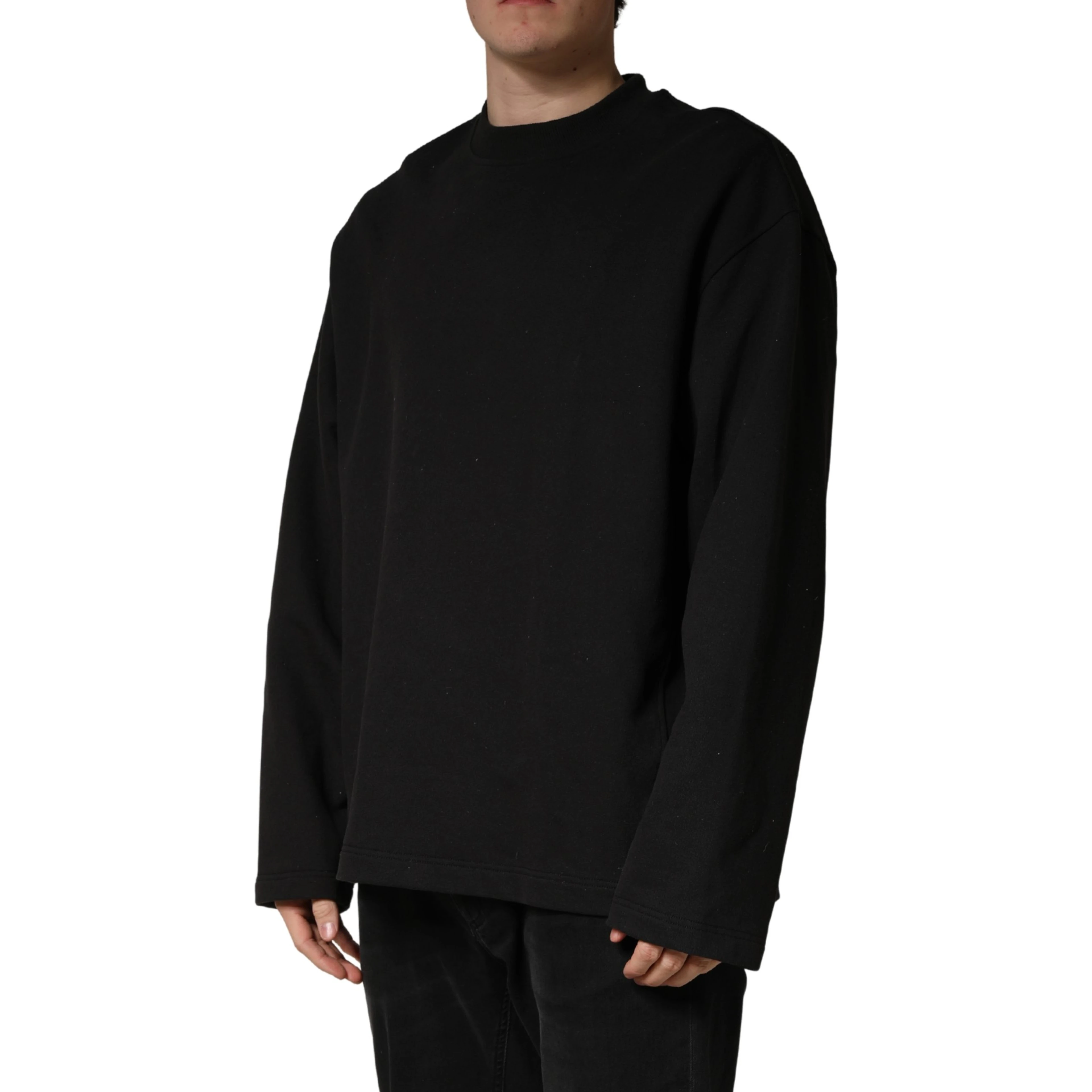 Black Cotton Crew Neck Sweatshirt  Sweater