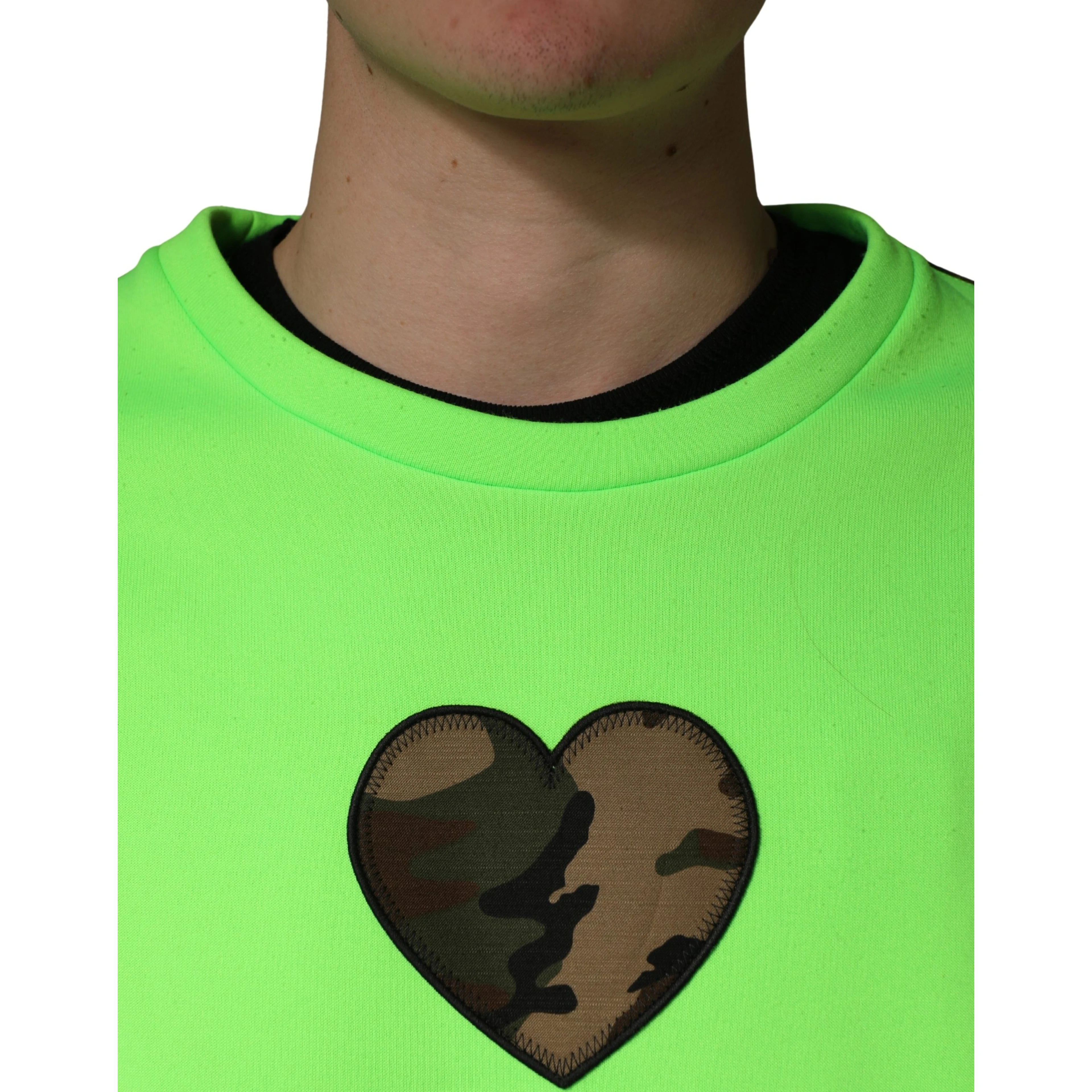 Green Patchwork Heart Men Sweatshirt Sweater