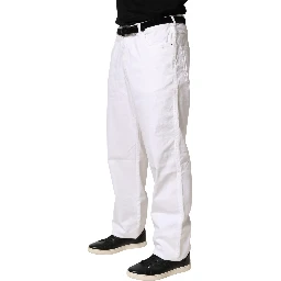 White Straight Mid Waist Denim Trouser Jeans