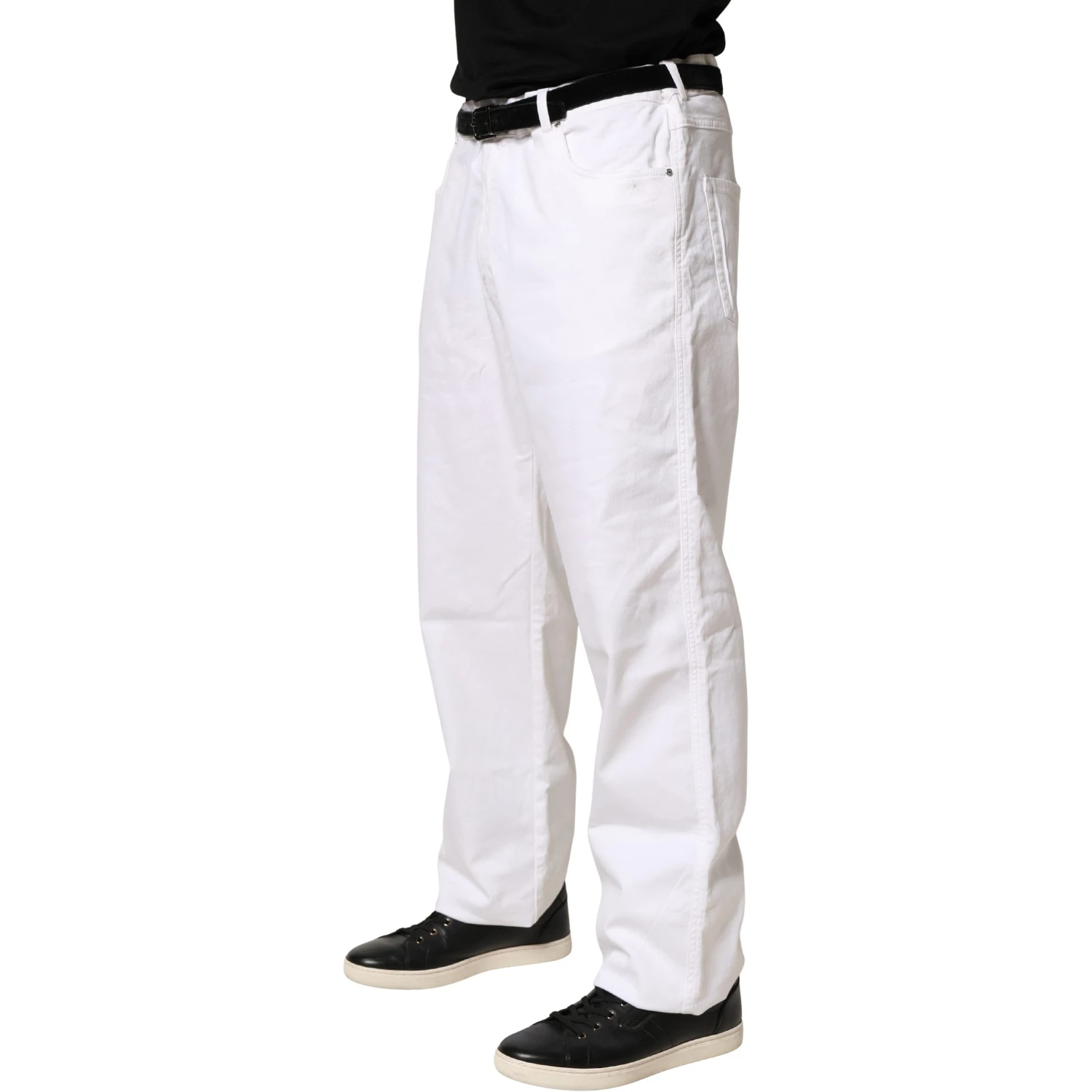 White Straight Mid Waist Denim Trouser Jeans