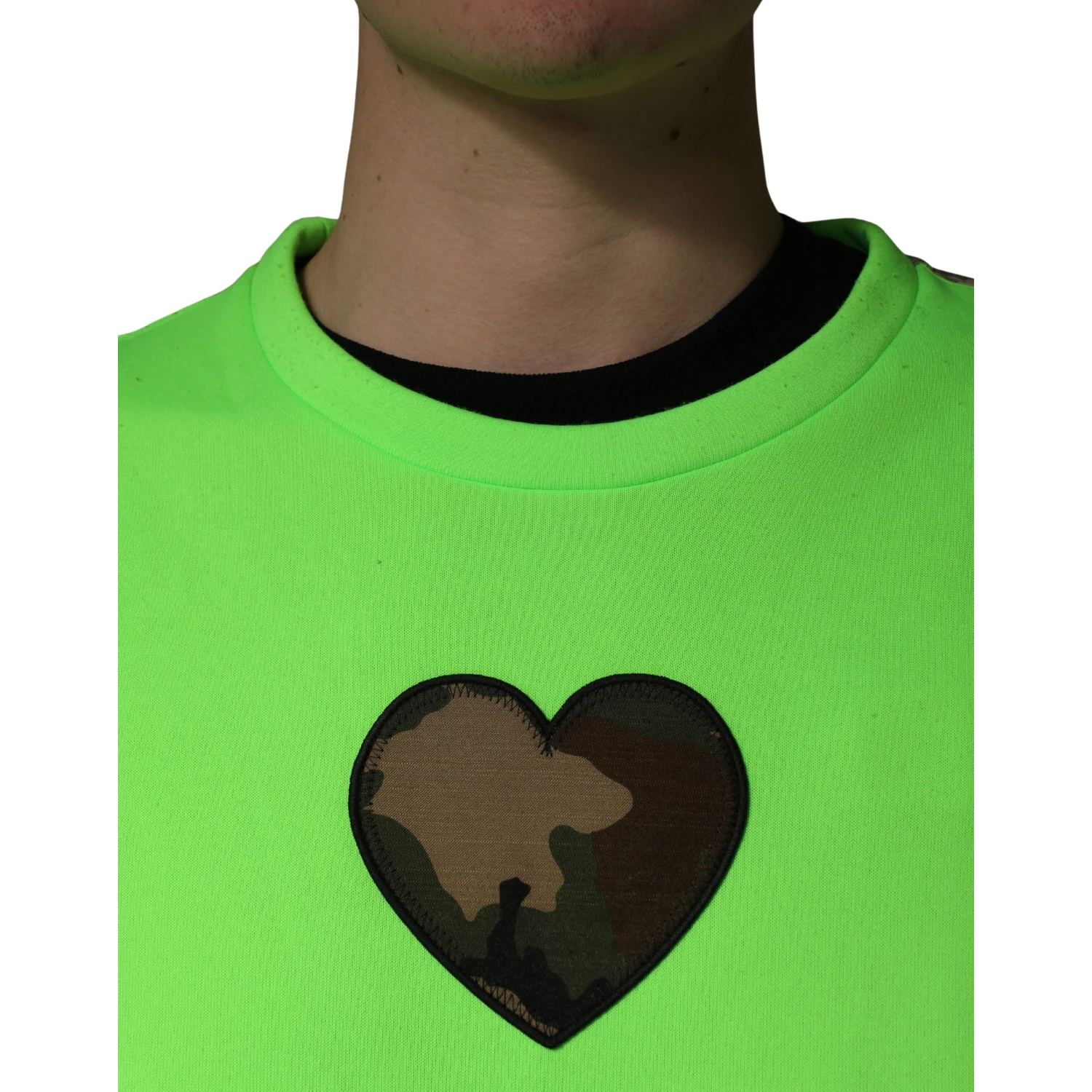 Green Patchwork Heart Men Sweatshirt Sweater