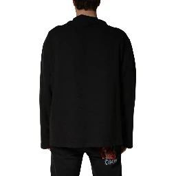 Black Cotton Crew Neck Sweatshirt  Sweater