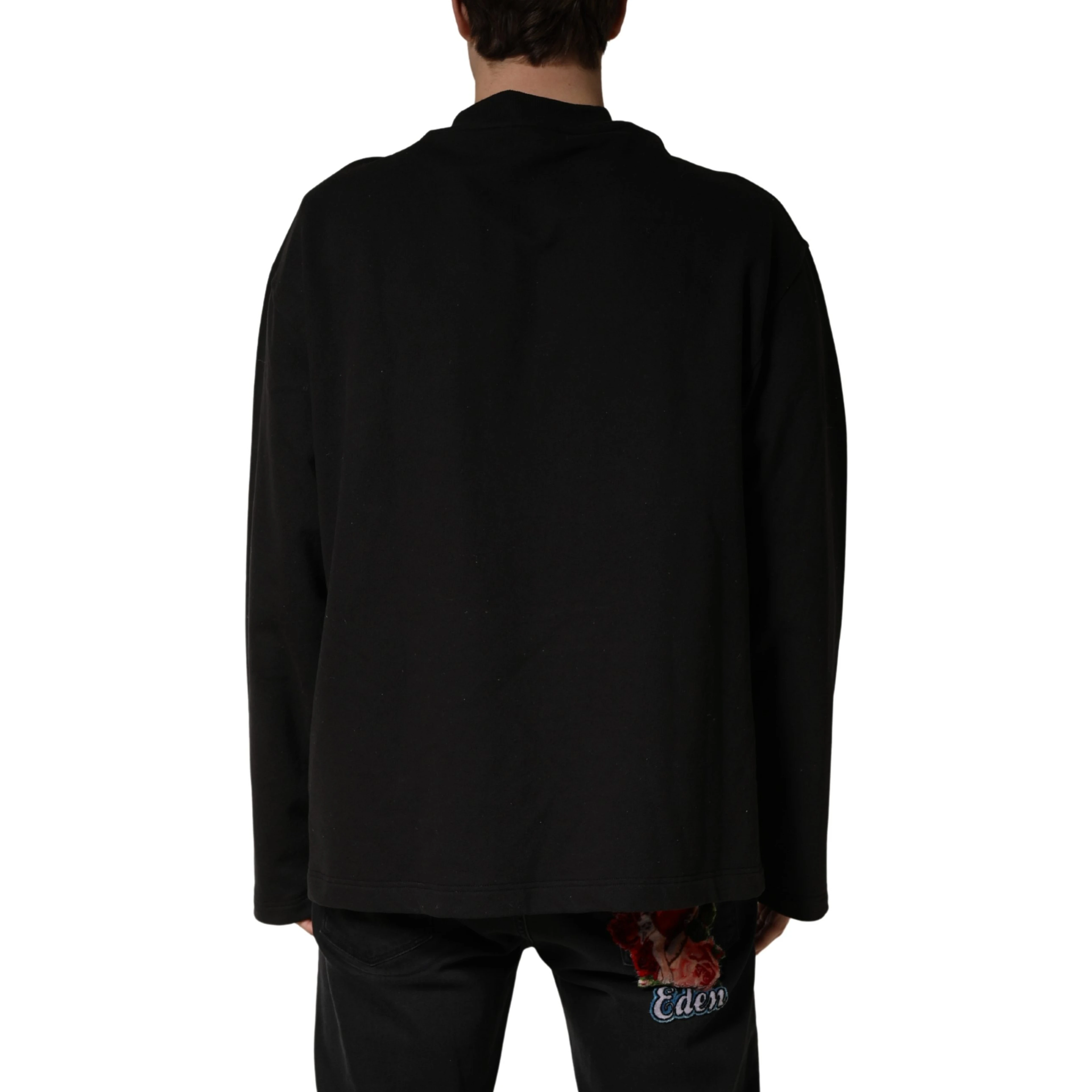 Black Cotton Crew Neck Sweatshirt  Sweater