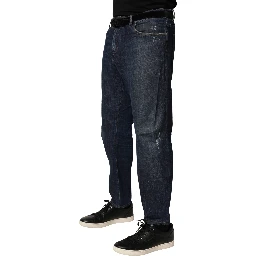 Dark Blue Washed Skinny Cotton Denim  Jeans