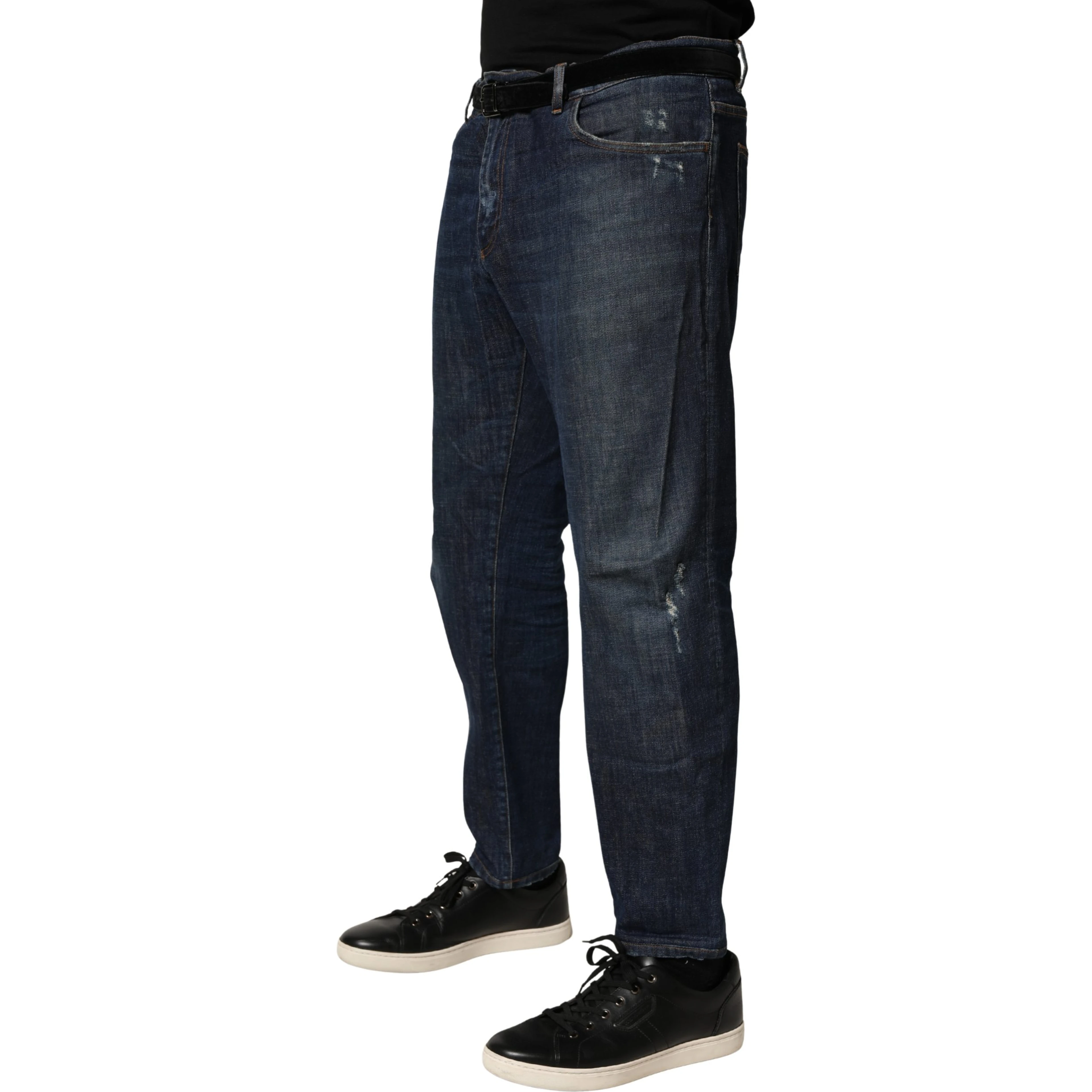 Dark Blue Washed Skinny Cotton Denim  Jeans