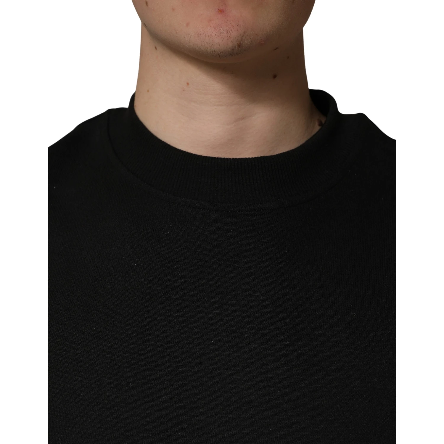 Black Cotton Crew Neck Sweatshirt  Sweater