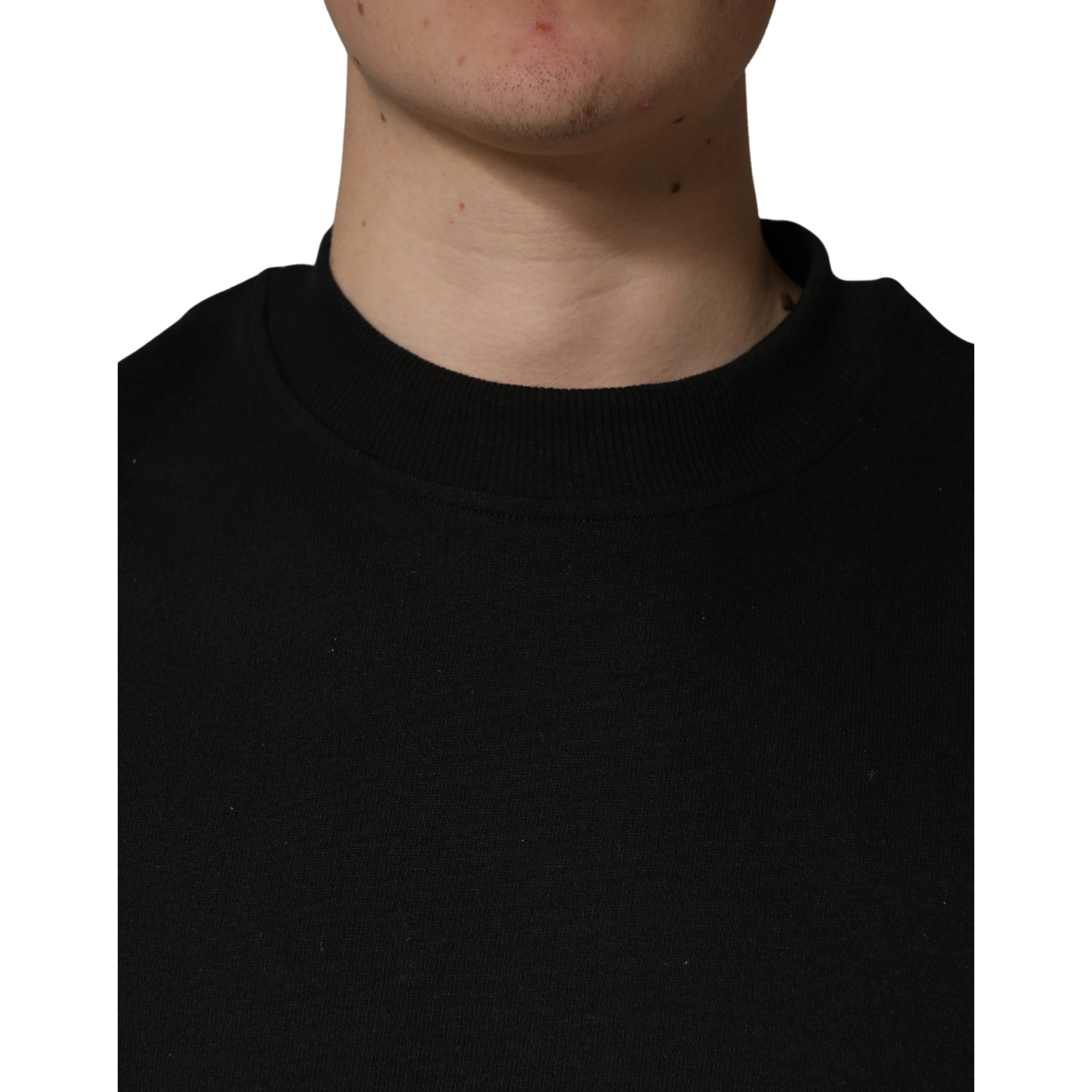 Black Cotton Crew Neck Sweatshirt  Sweater