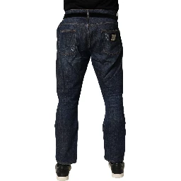 Dark Blue Washed Skinny Cotton Denim  Jeans